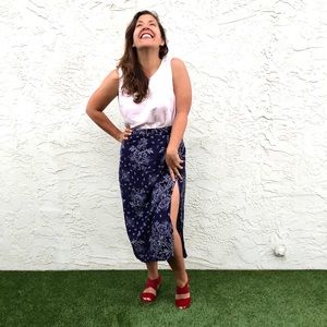 Vintage Floral Midi Skirt